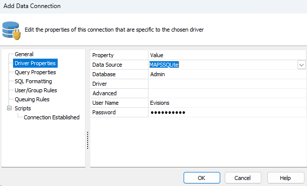 Configuring the ODBC Driver properties.